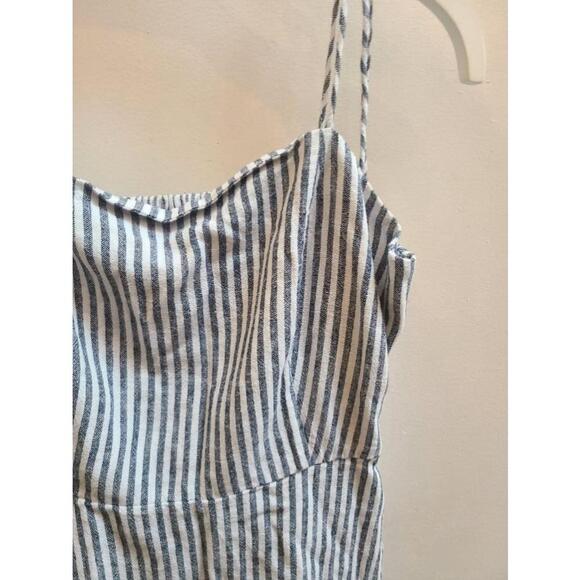NWT - Old Navy - Fit & Flare Tie Strap Cami Mini Linen Dress - Pinstripe - S - Picture 6 of 13